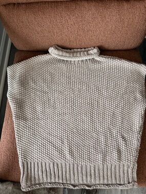Cream Knit Turtleneck Sweater Vest